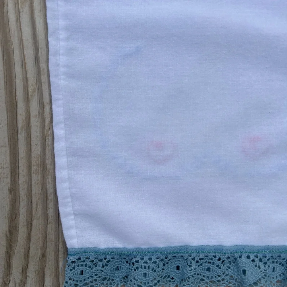 Vtg Handmade Embroidered Pillowcase Flour Sack 19x28 Cottagecore Grandma Hearts‎
